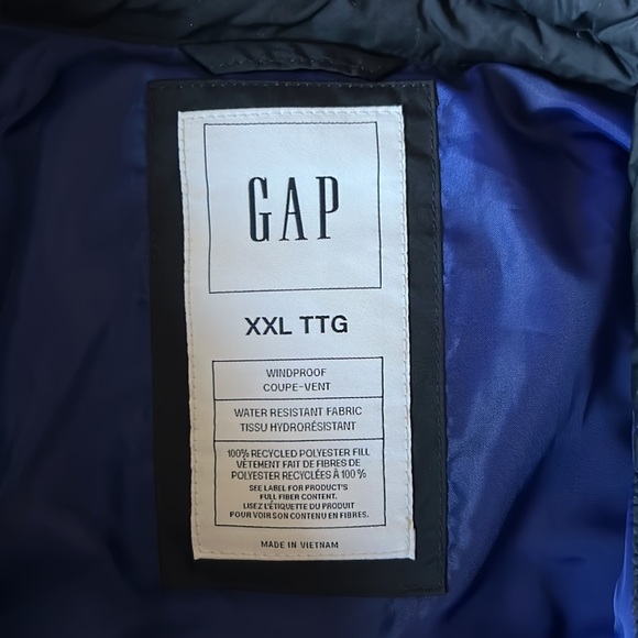 Gap Puffer Coat XXL Blue & Black - Picture 5 of 8